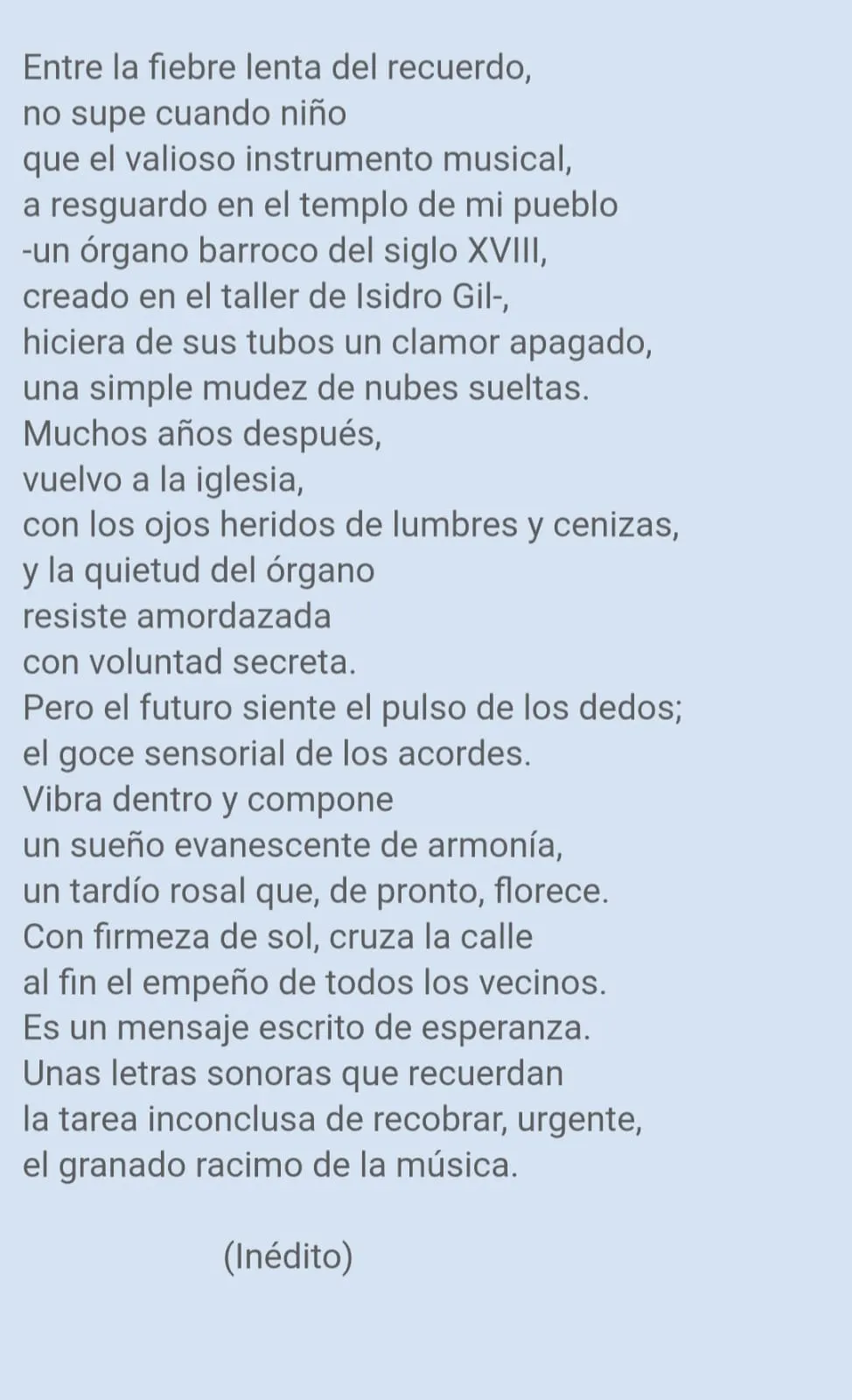 Poema escrito por José Luis Morante para el órgano